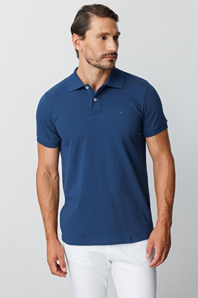 İgs Marin Modern Fit Slim Fit Polo Neck Plain Short Sleeve 100% Cotton T-Shirt