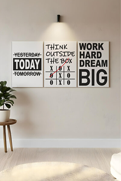huhuli Canvas Motivational Written 3-Piece Painting Set Huhu848K