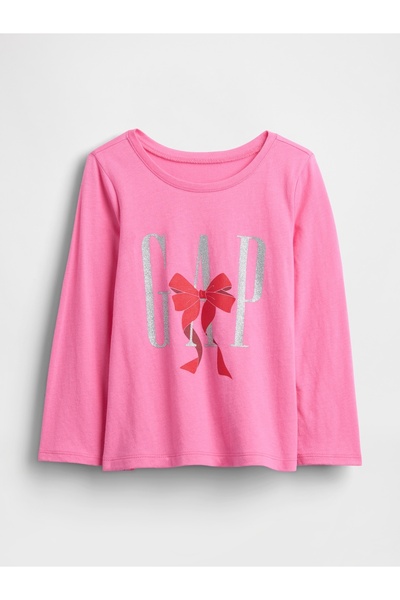 GAP Kız Bebek Koyu Pembe Logo T-Shirt
