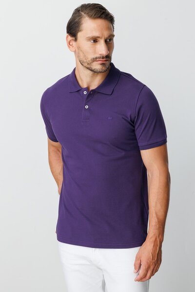 İgs Men's Purple Modernfit / Slim Fit Polo Collar T-Shirt