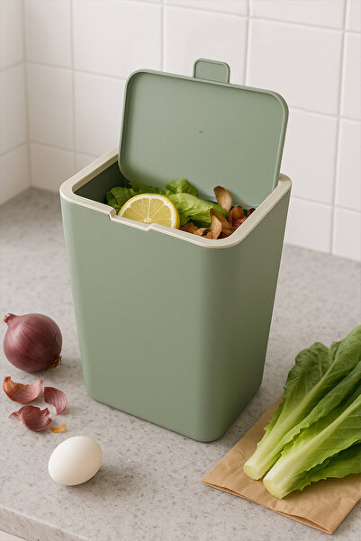 Prima Nova Flip Bathroom Kitchen Countertop Trash Can - Green