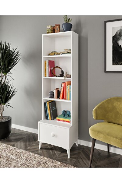 KZNMOB HOME Akasya Çekmeceli Kitaplık Beyaz Tamamı 1. Kalite Mdf