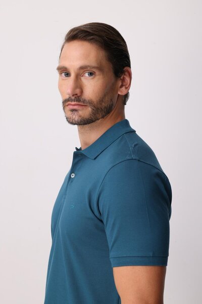 İgs Men's Petrol Modernfit / Slim Fit Polo Collar T-Shirt