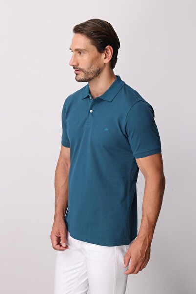 İgs Men's Petrol Modernfit / Slim Fit Polo Collar T-Shirt