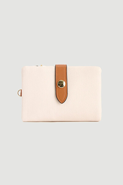 Gusto Zippered Soft Faux Leather Mini Wallet - Ecru