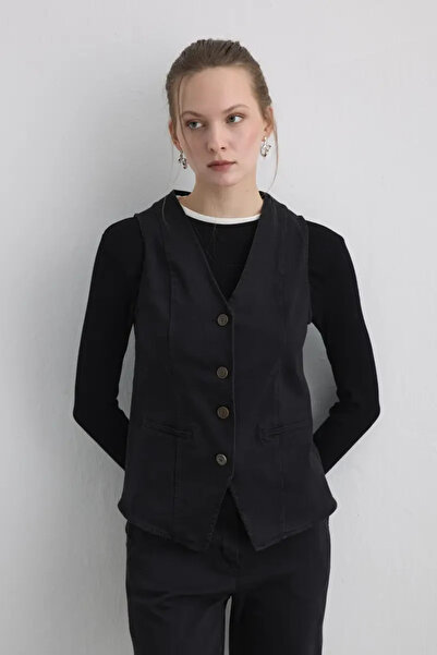 Gusto Denim Black Vest - Black