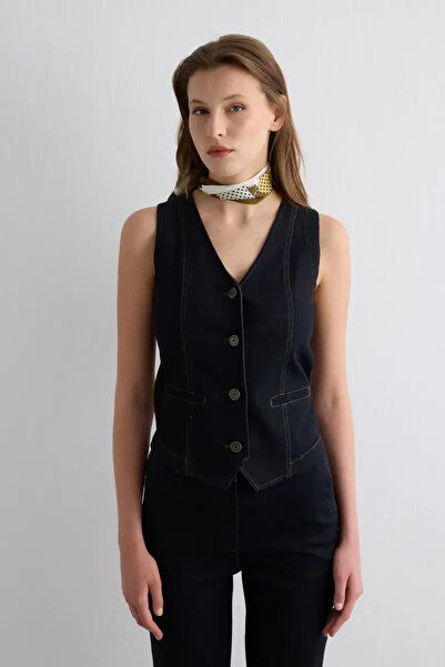 Gusto Denim Vest - Navy Blue