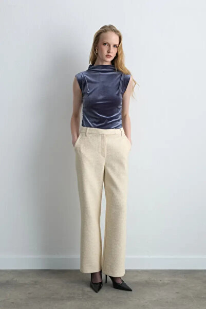 Gusto Pipe Leg Tweed Trousers - Ecru