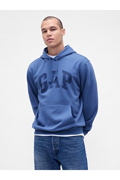 GAP Erkek Mavi VintageSoft Arch Logo Sweatshirt