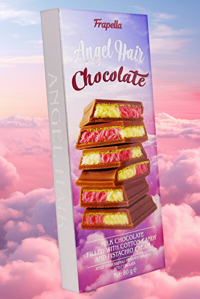 Frapella Angel Hair Antep Fıstıklı Kremalı Pişmaniye Dolgulu Sütlü Çikolata 80 Gr.
