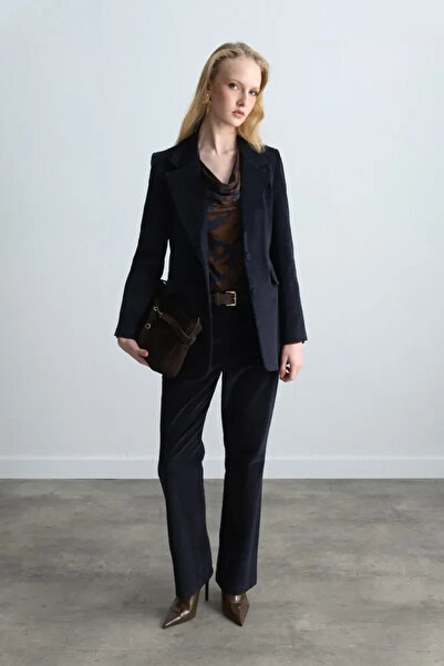 Gusto Anka Collection Corduroy Pipe Leg Trousers - Navy Blue