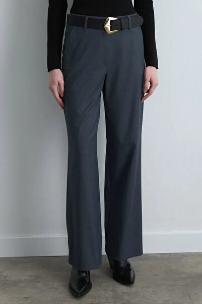 Gusto Straight Leg Fabric Trousers - Navy Blue