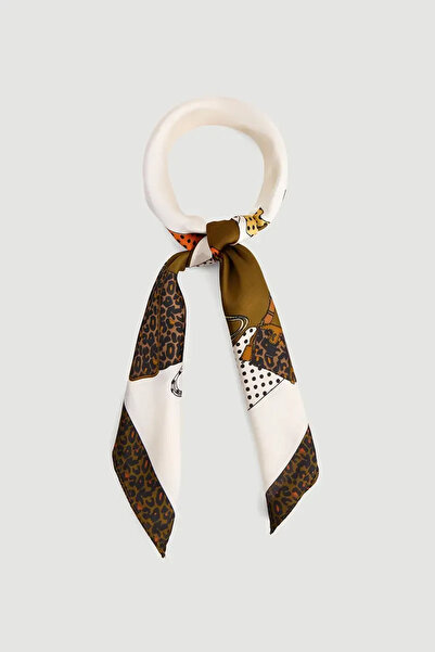 Gusto Polka Dot Bag Patterned Large Scarf - Khaki