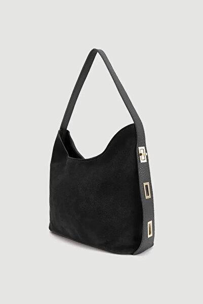 Gusto Suede Bag with Adjustable Strap - Black