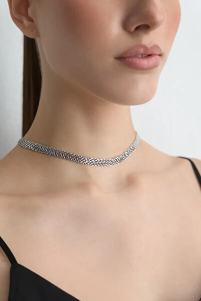 Gusto Mesh Look Chain Necklace - Silver
