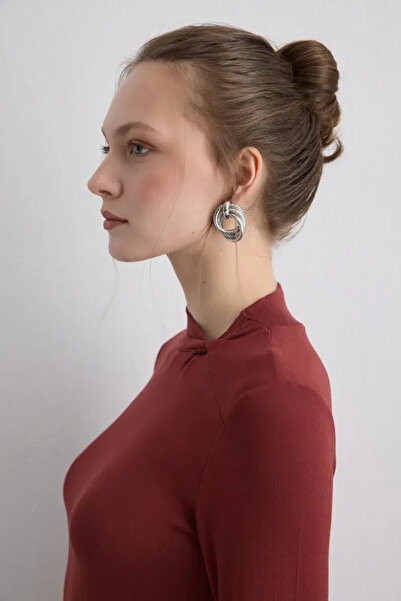 Gusto Large Scarf with Polka Dot and Floral Pattern - Beige