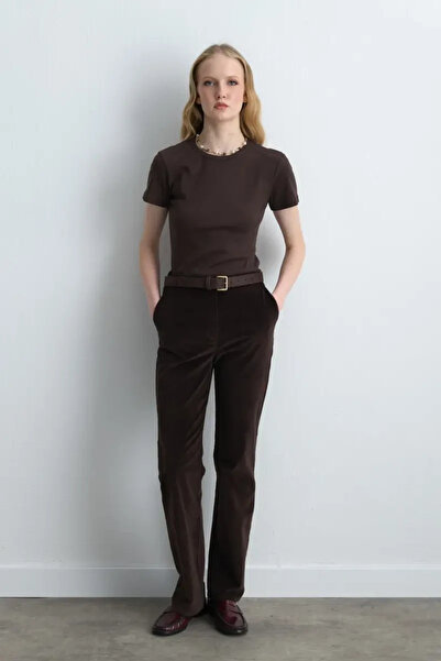 Gusto Anka Collection Corduroy Pipe Leg Trousers - Brown