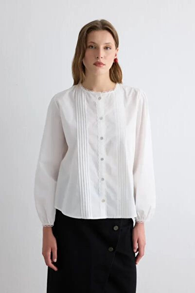 Gusto Ribbed Cotton Shirt - White