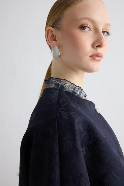 Gusto Mineli Oval Küpe - Beyaz