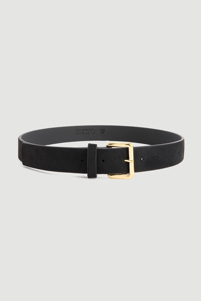 Gusto Square Buckle Faux Suede Belt - Black