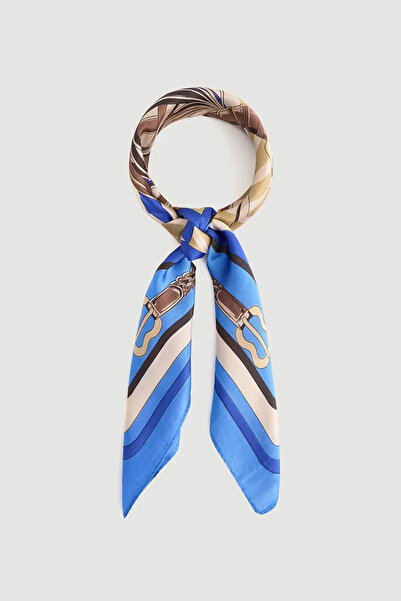 Gusto Chain Patterned Scarf - Blue