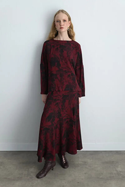 Gusto Μπλούζα με σχέδιο από βισκόζη της συλλογής Anka - Βουργουνδία