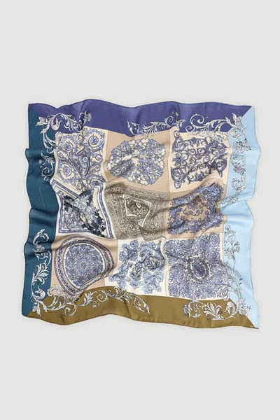 Gusto Geometric Patterned Scarf - Blue