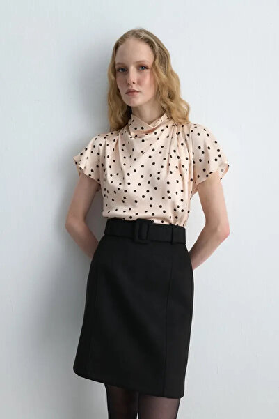 Gusto Faux Suede Mini Skirt - Black