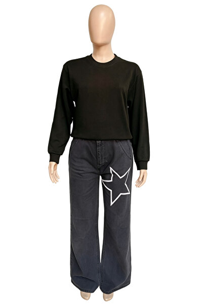 couis Džíny s vysokým pasem a širokými nohavicemi Palazzo Star Detail