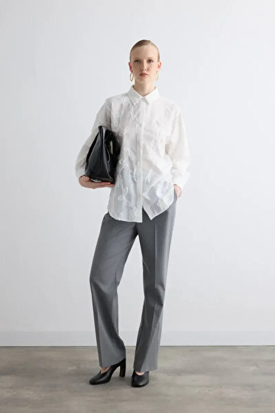 Gusto Embroidered Cotton Shirt - White
