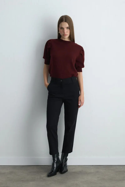 Gusto Canvas Mom Pants - Black