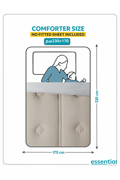 Donetella 2-piece Comforter Set – Single Size 170x230 Cm, Microfiber, Digital Quilted 350 Gsm Filling