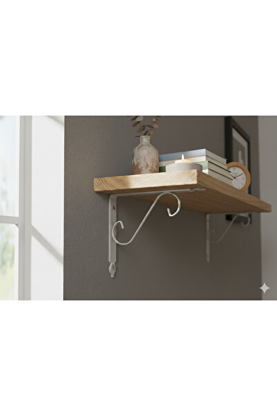 METAL TASARIM Beyaz Raf Altı Raf Tutucu METAL L Ayak 18x24 cm - 1 Adet - Ahşa...