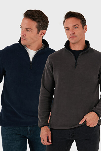 Buratti قصة ضيقة نصف سحاب ياقة مرتفعة متوسطة الطول مقاوم للبرد عبوة من قطعتين من الصوف للرجال POLAR 5906003S2