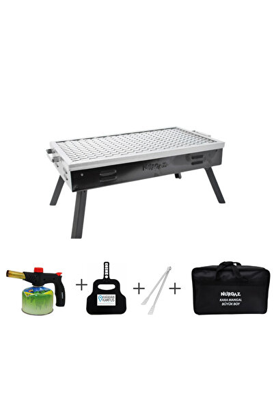 NURGAZ Büyük Boy Mangal, Pürmüz, Karavan Kampüs Mangal Yelpazesi ve  Maşa Seti