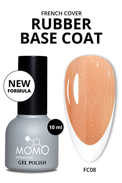 MOMO professional French Cover Rubber Base Coat Fc08, Altın Simli Açık Bronz 10 ml, TPO- FREE