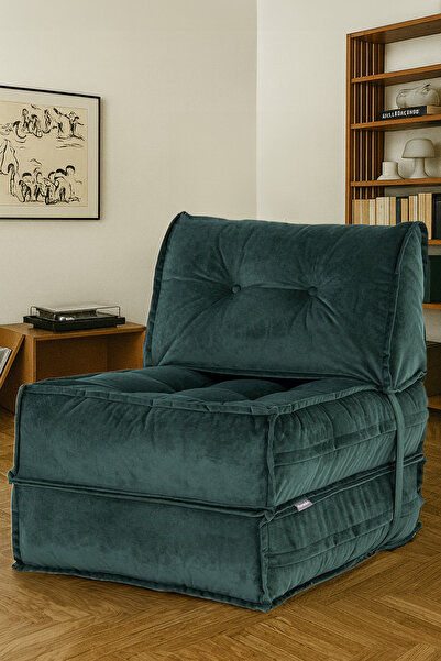 Homedius Mocca Tek Kişilik Katlanır Yatak Uzanma Koltuğu - Petrol Yeşili