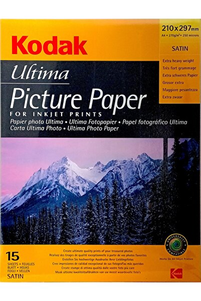Kodak Hârtie foto satinată Ultima A4, 270 g/m², 250 microni – Pachet de 15 coli
