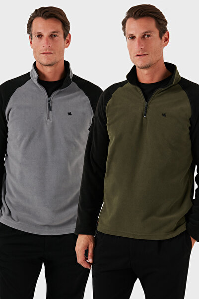 Buratti Slim Fit Half Zipper Cold-Proof Fleece-Lined Pack Fleece Men's Polar 5906055S2