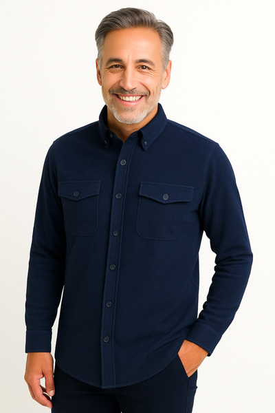 BURSPA Зручний крій, прямий зимовий сорочка з капюшоном, на ґудзиках, з двома кишенями, чоловіча сорочка