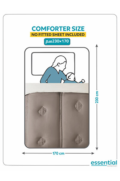 Donetella 2-Piece Comforter Set – Single Size 170x230 cm, Microfiber, Digital Quilted 350 Gsm Filling