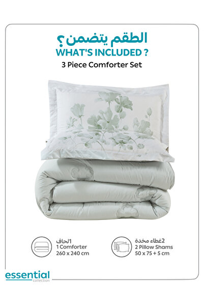 Donetella 3-Piece Comforter Set – King Size 260x240 cm, Microfiber, Digital Quilted 350 Gsm Filling