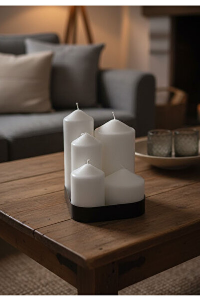 unbranded Unfragranced Candle Set Of 5 Pieces White 19x7x22cm