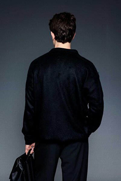 ablukaonline Men's Oversized soft texture pullover black