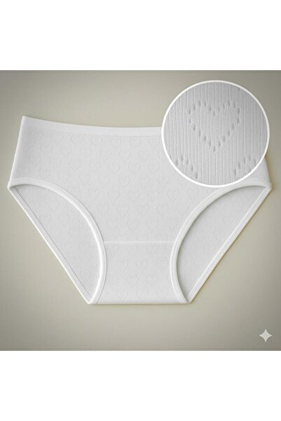 Roft & Pink Set de bumbac 100% chiloți albi cu model de inimă Soft Touch