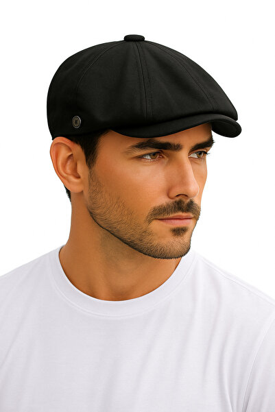 ZERAMİNE Șapcă de in negru Peaky Blinders Pălărie de tip britanic elastic de ...