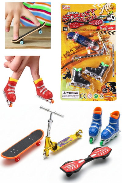 TUENGİ STORE Parmak Kaykay Paten Scooter Oyun Seti Kaykay Paten Scooter Oyuncak Seti 4'lü Set