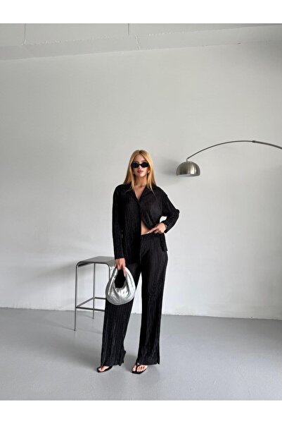 inmuse Piliseli Siyah Takım