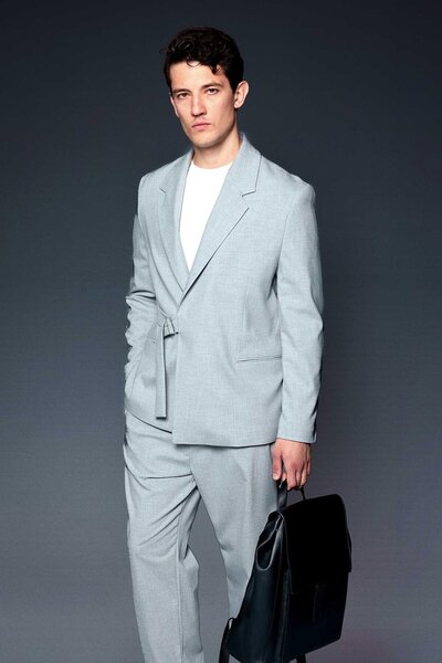 ablukaonline Men's Belted Oversized Piece Suit Gray