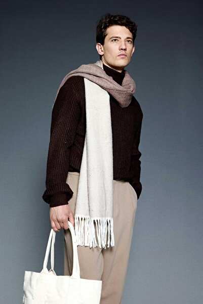 ablukaonline Men's Oversized Turtleneck High Neck Sweater Brown